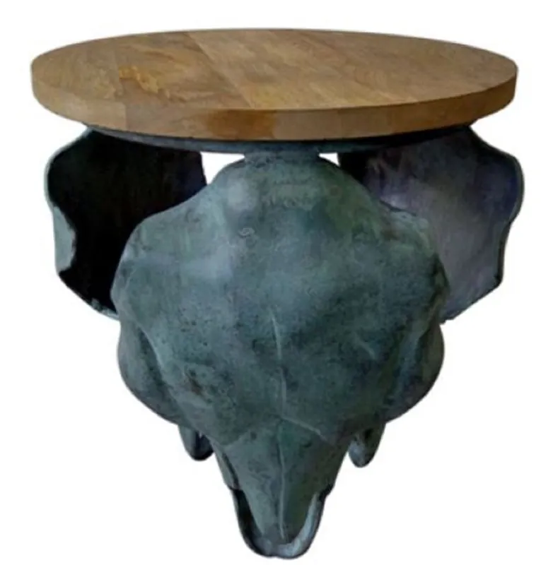 Casa Padrino tavolino di design toro cranio grigio / verde antico / naturale 46 x 40 x H. 53 cm - Mobili per Soggiorno Knallerangebot