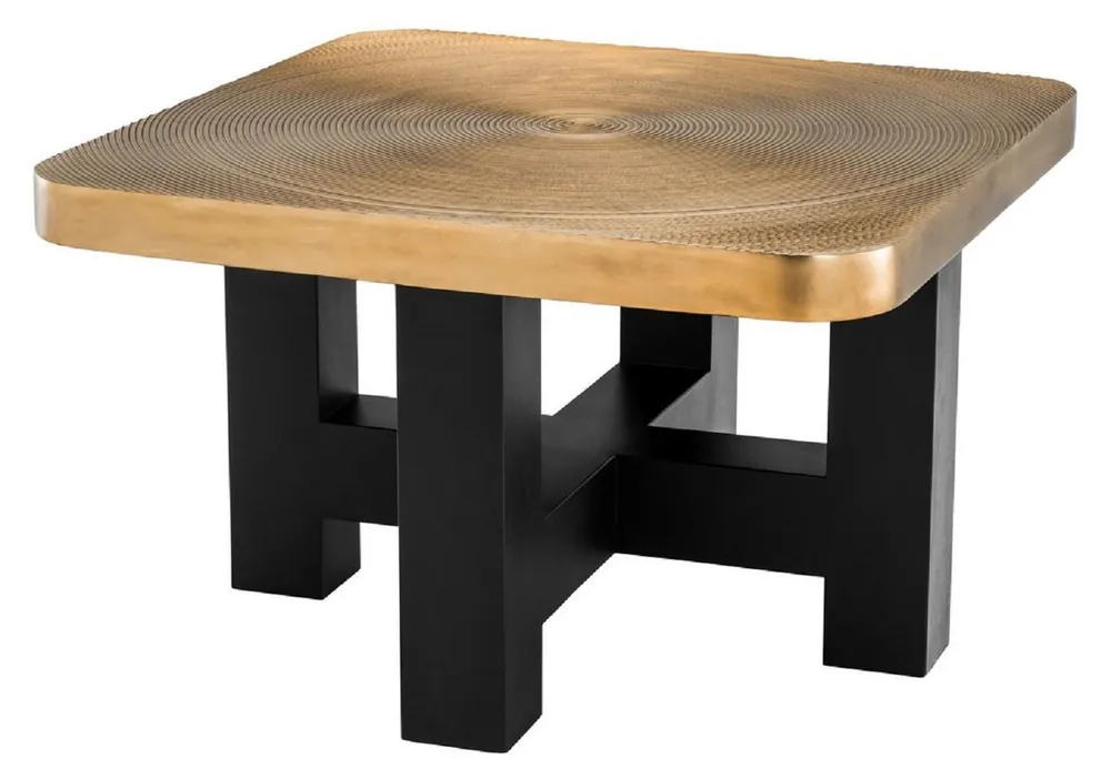 Casa Padrino tavolo da salotto di lusso ottone / nero 64 x 64 x H. 40 cm - Tavolino di Lusso con Piatto da Tavolo in Designo di Disco d'Albero - Mobili Soggiorno di Lusso Online Kaufen
