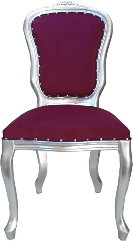Saisonangebot Sedia da pranzo di lusso barocco di Casa Padrino Viola / Argento - Mobili barocchi