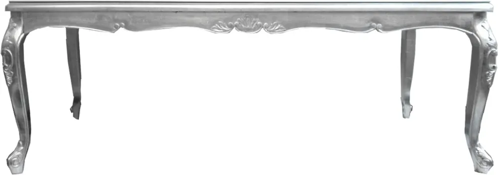 Casa Padrino tavolo da pranzo barocco di lusso con piano in vetro argento 200 x 100 x H. 81 cm - Tavolo da Pranzo Fatto a Mano - Made in Italy - Collezione di Lusso Neu Im Sortiment
