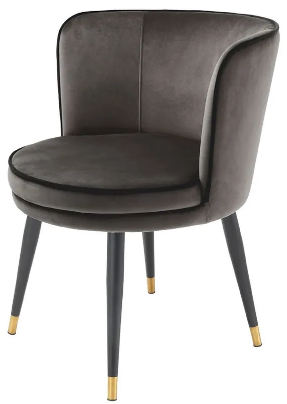 Casa Padrino sedia da pranzo di lusso in velluto con braccioli grigio scuro / nero / ottone 62 x 62 x H. 76 cm - Sedia da Cucina Girevole - Sedia Girevole - Sedia Retrò Vintage - Mobili per Sala da Pranzo Versand Am Gleichen Tag