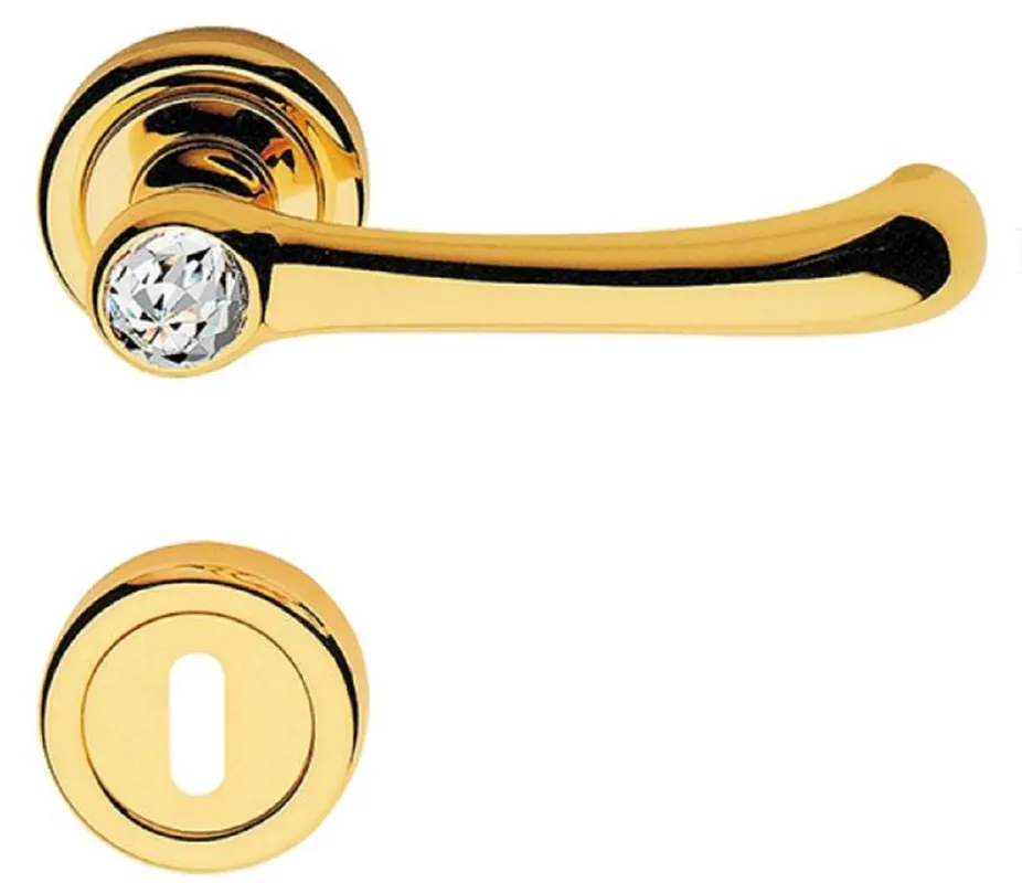 Casa Padrino set di maniglie per porte di lusso con vetro cristallo Swarovski oro 14,5 x H. 5 cm - Maniglie per Porte Moderne con Rosette - Qualità di Lusso - Made in Italy Jetzt Kaufen