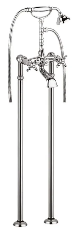 Casa Padrino Rubinetto per Vasca Art Nouveau Argento H. 105,5 cm - Nostalgico Bagno Rubinetto Vasca con Doccia e Piedini Heißes Angebot