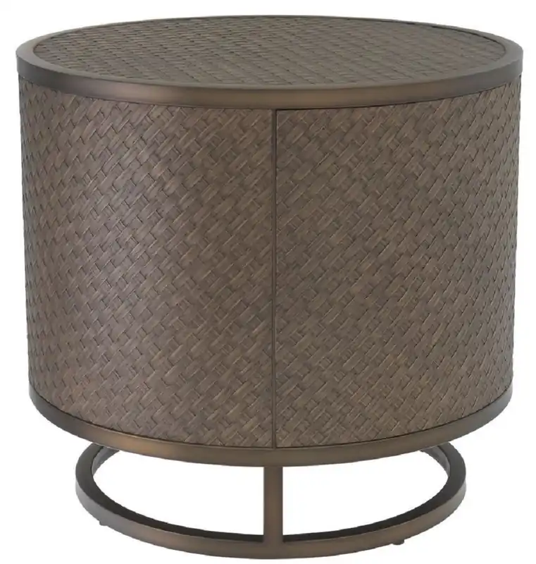 Casa Padrino tavolino di lusso bronzo Ø 55 x H. 50,5 cm - Tavolo Rotondo Impiallacciato Rovere con Struttura in Acciaio Inossidabile - Mobili Soggiorno di Lusso Knallerangebot