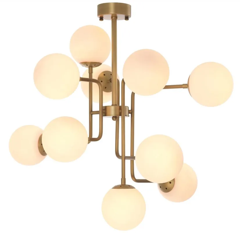 Casa Padrino lampadario di lusso ottone antico / bianco 84 x 84 x H. 73 cm - Lampadario Moderno con Paralumi Rotondi in Vetro Angebot