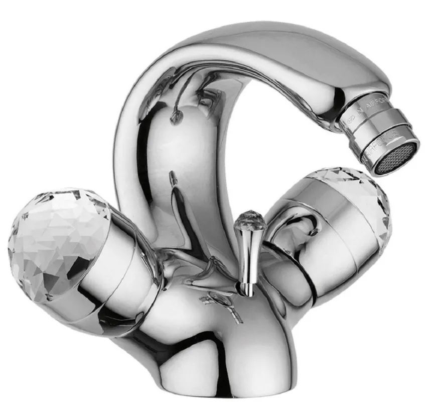 Casa Padrino Rubinetto Art Nouveau di Lusso con Cristallo Swarovski Argento H. 15,5 cm - Rubinetto Lavabo Retrò - Batteria Monoforo - Qualità di Prima Classe - Made in Italy Bestseller
