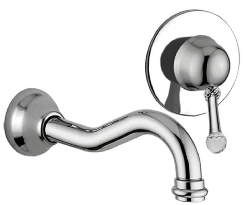 Top-Seller Casa Padrino rubinetto a parete 2 fori lavabo di lusso con cristallo Swarovski argento - Set di Rubinetti per Lavabo - Miscelatore Monocomando e Rubinetto - Accessori Bagno Nostalgici