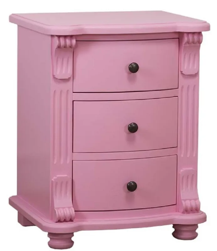 Casa Padrino comodino in stile country con 3 cassetti rosa 47 x 39 x H. 60 cm - Comò Notturno in Legno Massello - Armadio Notte - Mobili per Camera da Letto in Stile Country Neue Ware