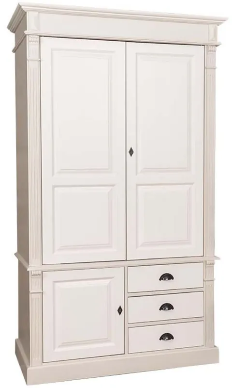 Knallerangebot Casa Padrino guardaroba stile country beige / crema 120 x 59 x H. 210 cm - Gabinetto Camera da Letto in Legno Massello con 3 Porte e 3 Cassetti - Mobili Camera da Letto in Stile Country