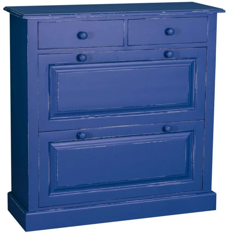 Top-Seller Casa Padrino scarpiera armadio in legno massello stile country blu antico 103 x 35 x H. 105 cm - Mobili Guardaroba in Stile Country