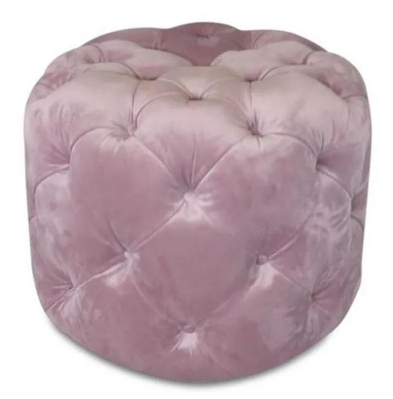Begrenztes Angebot Casa Padrino Sgabello Chesterfield di Lusso in Velluto Rosa Ø 53 x H. 41 cm - Sgabello Rotondo - Mobili Chesterfield