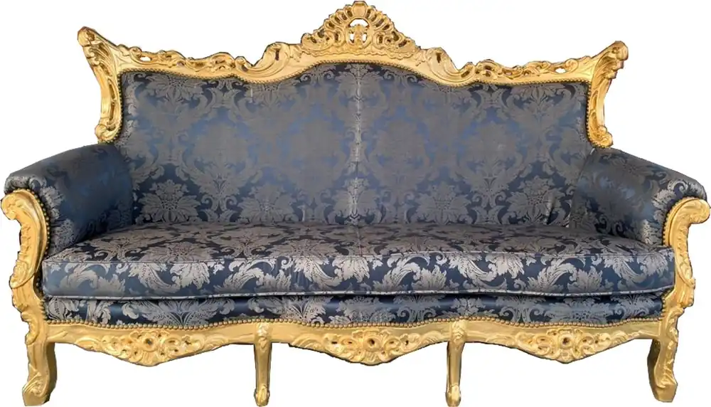 Divano triplo barocco di Casa Padrino Master Blue Pattern / Gold - Salotto divano salotto Neue Kollektion