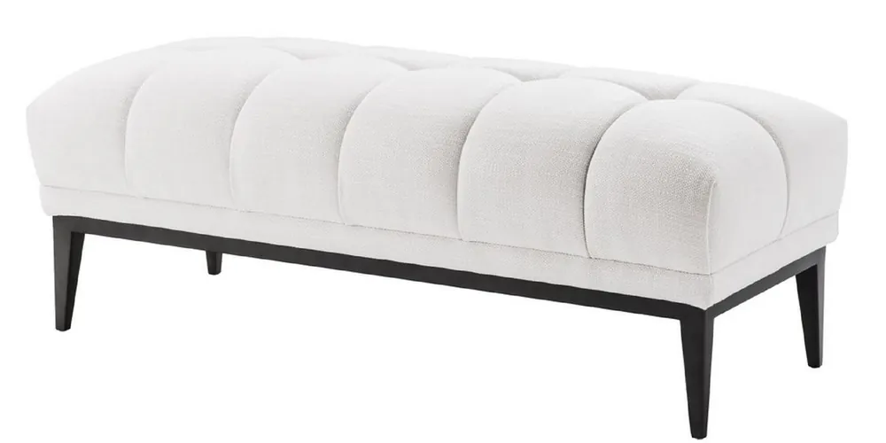 Casa Padrino panca di lusso bianco / nero 124 x 53 x H. 44 cm - Panca Imbottita con Gambe in Acciaio Inossidabile - Mobili da Soggiorno Angebot