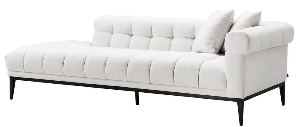 Casa Padrino divano lounge di lusso bianco / nero 223 x 98 x H. 69 cm - Divano Soggiorno Lato Destro con 2 Cuscini - Qualità di Lusso Preiswert