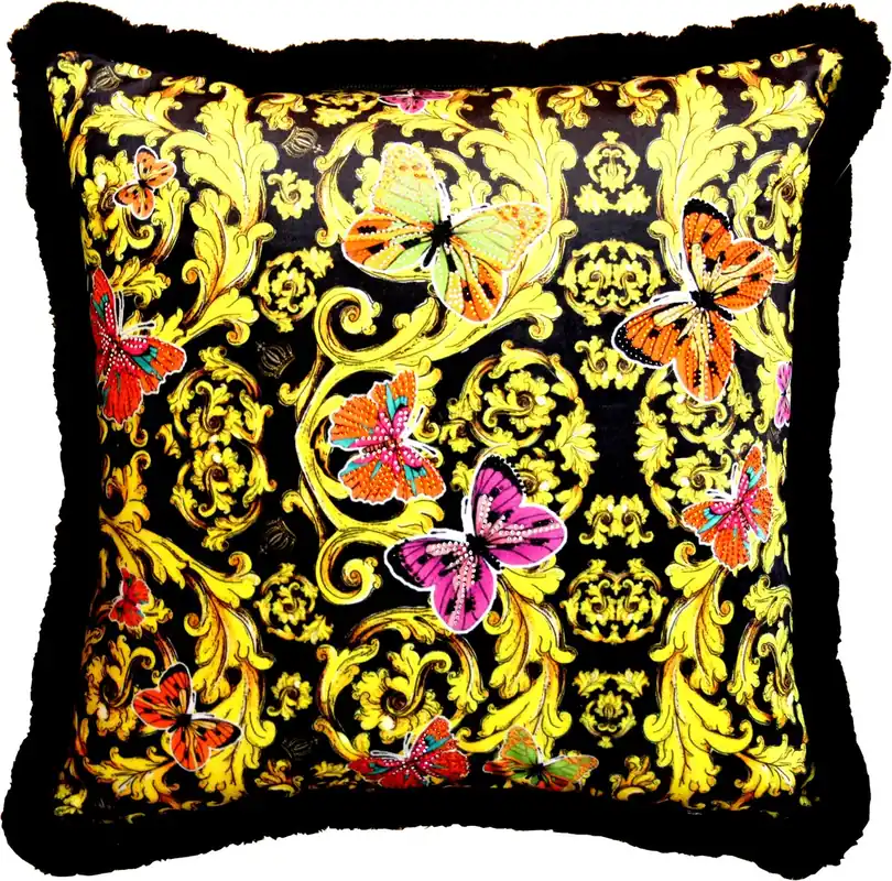 Harald Glööckler cuscino di lusso Pompöös di Casa Padrino Butterflies - Tessuto in velluto pregiato - Glööckler Cuscino decorativo con strass Neu