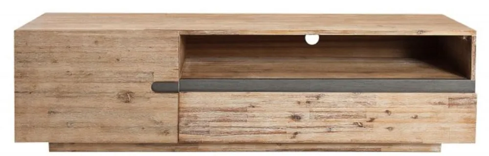 Sale Casa Padrino armadio televisione di design con porte e cassetto naturale / grigio teak 170 x 42 x H. 46 cm - Cabinet Soggiorno - Realizzata a Mano in Legno Massello!