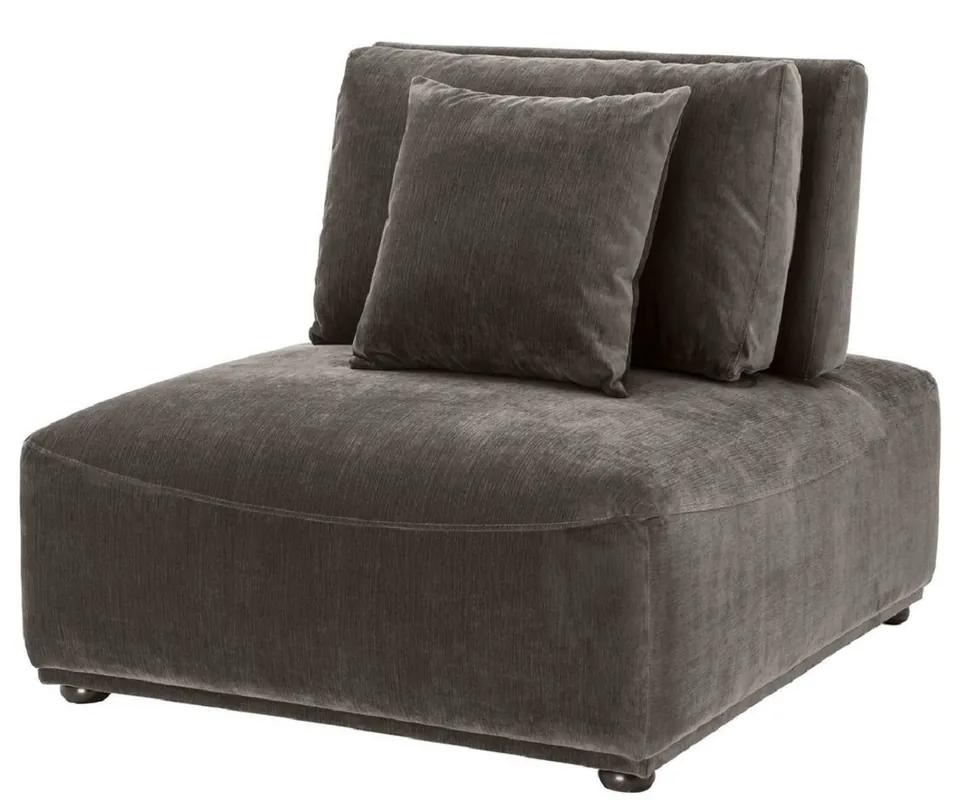 Casa Padrino poltrona di lusso grigio / nero 93 x 109 x H. 83 cm - Poltrona da Salotto con Schienale e 2 Cuscini - Mobili per Soggiorno Must-Have