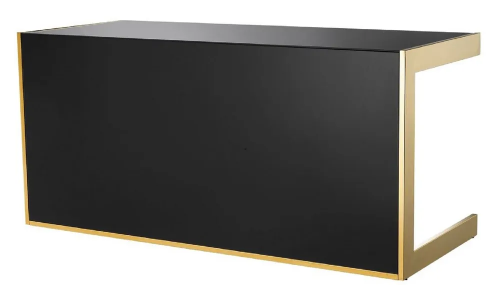Neue Ware Casa Padrino scrivania di lusso nero / oro 160,5 x 65 x H. 75,5 cm - Mobili di Lusso - Mobili da Ufficio