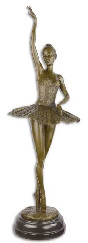 Aktuell Casa Padrino scultura in bronzo di lusso con base in marmo ballerina bronzo / nero 22 x 20,4 x H. 66,5 cm - Figura in Bronzo - Figura Decorativa - Accessori Decorativi