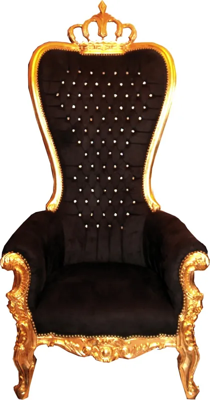 Top-Seller Majestic Harald Glööckler Luxury Trono barocco Poltrona Pompöös di Casa Padrino Nero / Oro