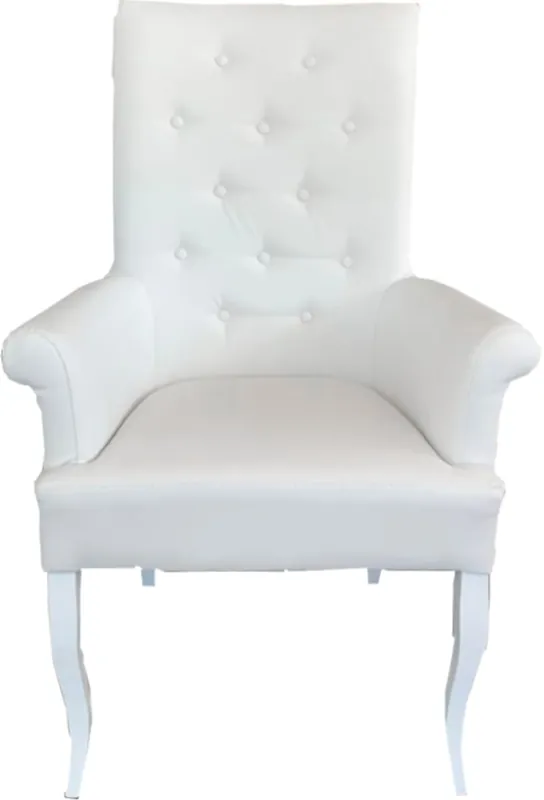 Kracherpreis Casa Padrino Chesterfield Neo Barocco Sedia da pranzo similpelle bianca / bianca con braccioli - Mobili barocchi
