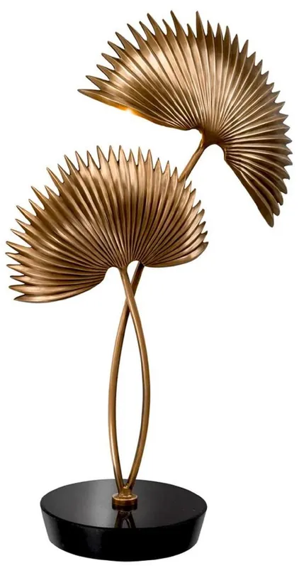 Lampada da tavolo di design Casa Padrino Oro antico / Nero 42 x 20,5 x H 65 cm - Lampada da tavolo con base in granito - Collezione Luxury Sichere Zahlung