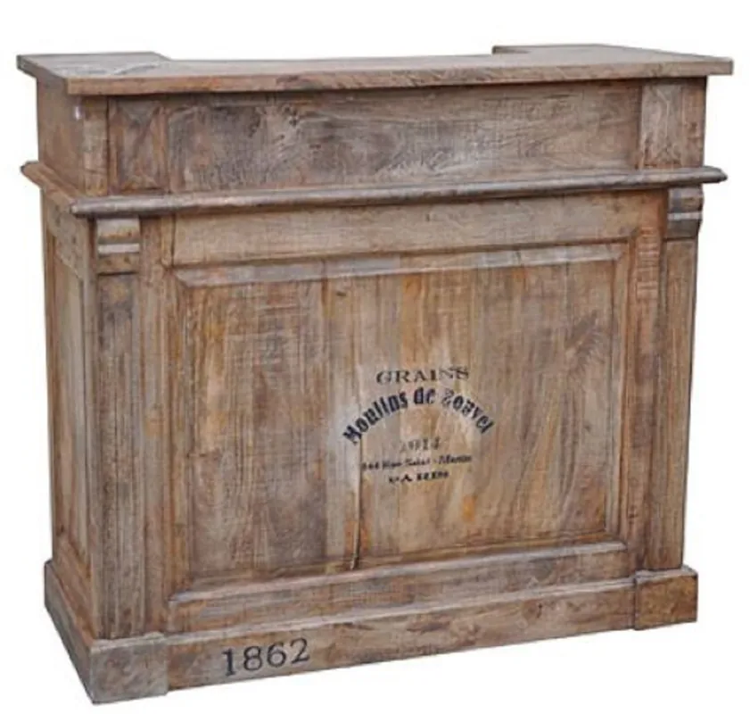 Casa Padrino tavolo da bar stile country con 2 cassetti naturale 120 x 50 x H. 109 cm - Mobile Bar - Bancone Bar - Mobili in Stile Country Zertifiziert