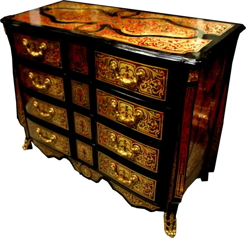 Comò Boulle barocco di Casa Padrino Nero / Oro / Rosso 112 cm - Credenza per mobile Online Kaufen