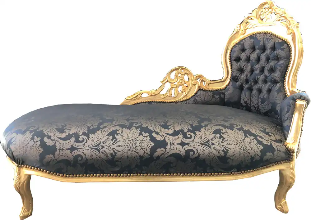 Chaise longue barocca Casa Padrino motivo blu reale / oro - mobili barocco recamiere Markenware