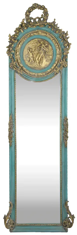 Casa Padrino Specchio Barocco Turchese / Oro Antico 55 x H. 175 cm - Solido e Pesante - Specchio da Parete in Stile Antico Sichere Zahlung