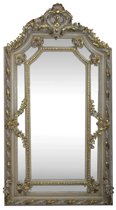 Bestpreis Casa Padrino specchio barocco a parete crema stile antico / oro 115 x H. 215 cm - Magnifico Specchio Barocco con Splendidi Ornamenti - Mobili in Stile Barocco