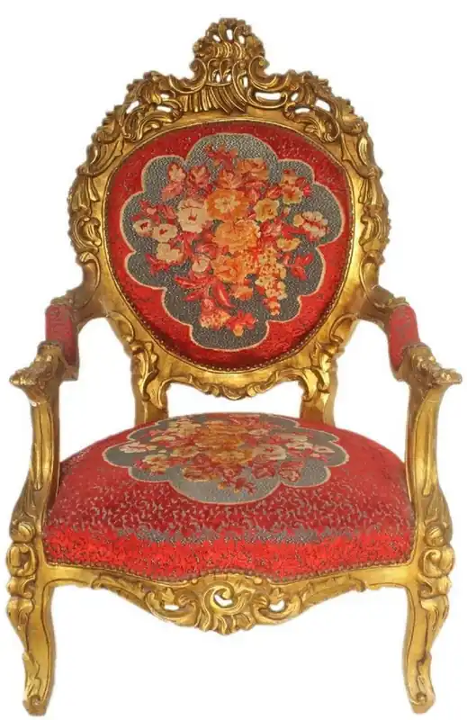 Neuheit Casa Padrino Poltrona Trono Barocco Rosso Motivo Floreale / Oro 70 x 70 x H. 120 cm - Sontuosa Poltrona Reale Fatto a Mano - Poltrona da Sposa - Mobili Barocchi