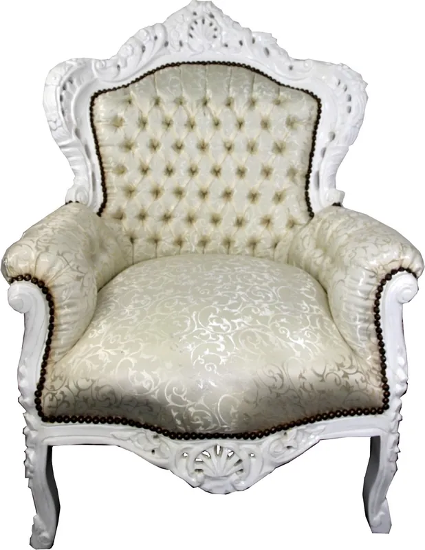 Poltrona Barocco Casa Padrino King Cream Pattern / Bianco - Mobili barocchi Wochenendangebot