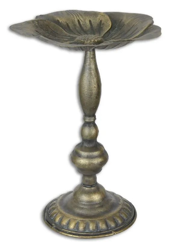 Nur Heute Casa Padrino Bagno per Uccelli in Stile Art Nouveau con Supporto Bronzo Antico Ø 24,2 x H. 34 cm - Decorazioni da Giardino in Stile Barocco e Art Nouveau