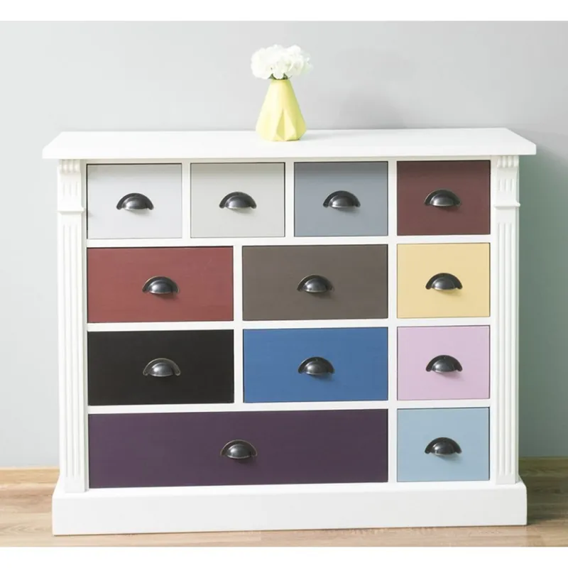 Cassettone in stile country Casa Padrino bianco con 12 cassetti colorati - mobili per ufficio in stile country Schneller Versand