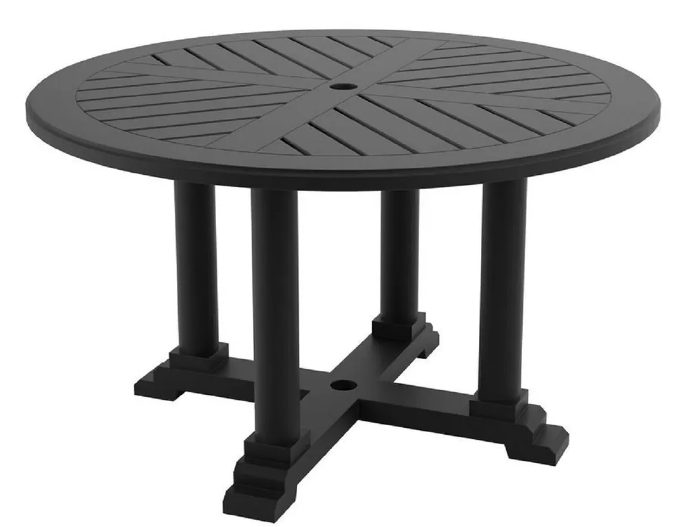 Casa Padrino tavolo da pranzo di lusso nero opaco Ø 130 x H. 75 cm - Tavolo da Cucina Rotondo Realizzato in Resistente Alluminio di Alta Qualità - Tavolo da Giardino Top-Seller