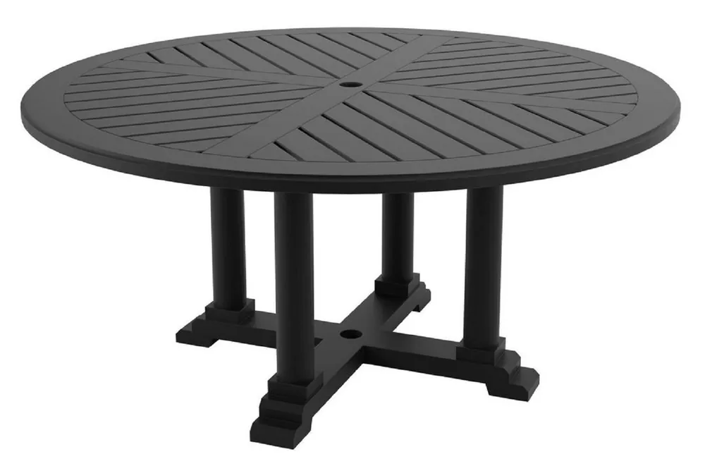 Abverkauf Casa Padrino tavolo da pranzo di lusso nero opaco Ø 160 x H. 75 cm - Tavolo da Cucina Rotondo Realizzato in Resistente Alluminio di Alta Qualità - Tavolo da Giardino