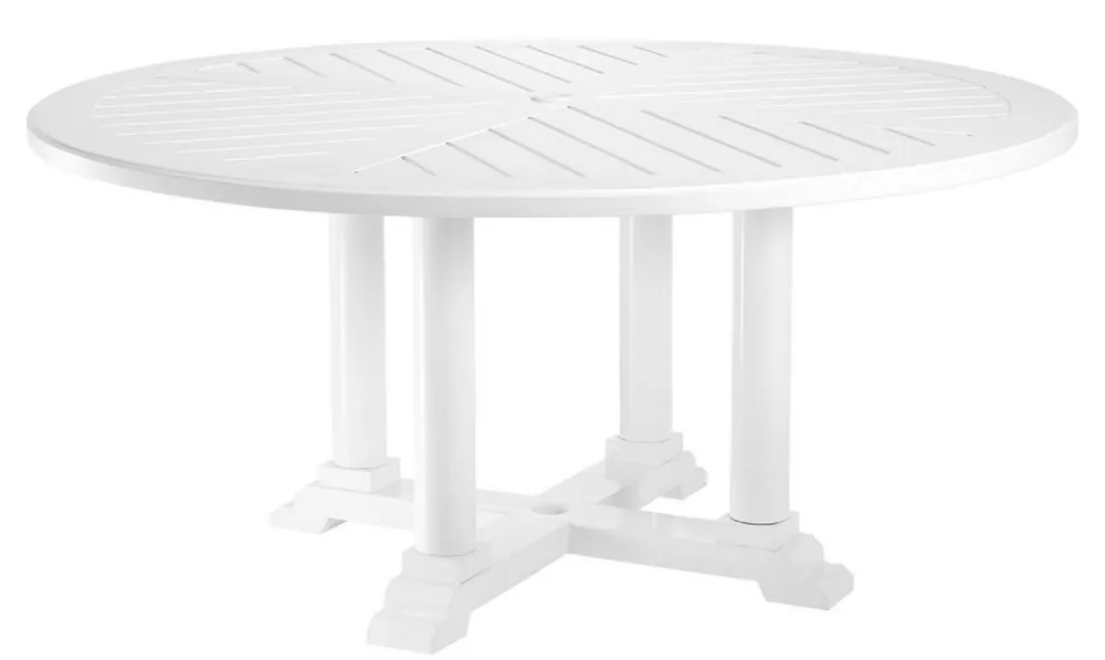 Casa Padrino tavolo da pranzo di lusso bianco Ø 160 x H. 75 cm - Tavolo da Cucina Rotondo Realizzato in Resistente Alluminio di Alta Qualità - Tavolo da Giardino Bestseller