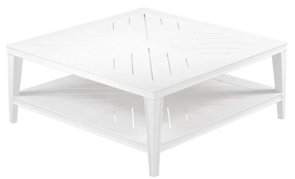 Casa Padrino tavolino da caffè di lusso bianco 100 x 100 x H. 42 cm - Tavolino Quadrato Realizzato in Resistente Alluminio di Alta Qualità - Tavolo da Giardino Finale Aktion