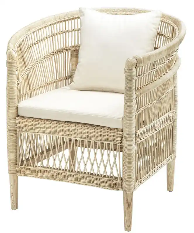 Casa Padrino poltrona di lusso in rattan con cuscini naturale / crema 77 x 67,5 x H. 86,5 cm - Mobili da Soggiorno di Lusso Direktkauf