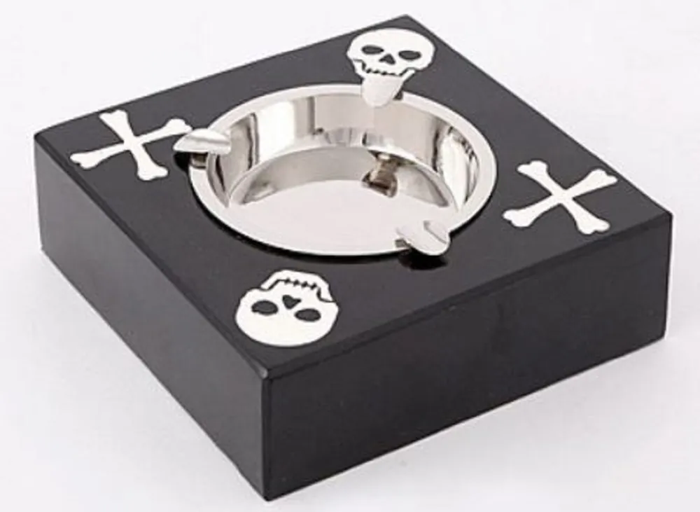 Casa Padrino posacenere di design nero / argento 16 x 16 x H. 6 cm - Accessori Decorativi Günstig