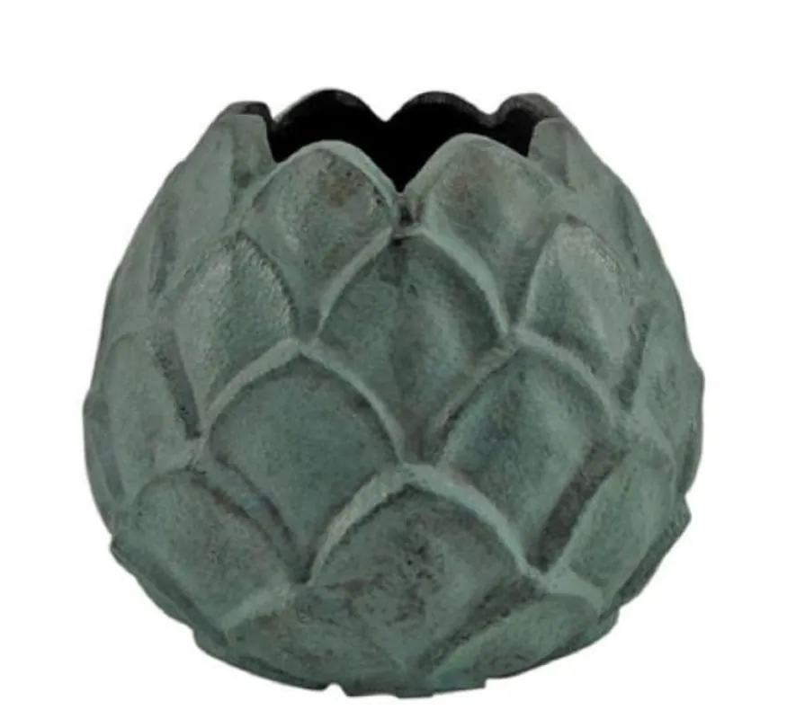 Casa Padrino vaso in alluminio verde menta Ø 16 x H. 13 cm - Vaso per Fiori Decorativo a Forma di Ananas Echt