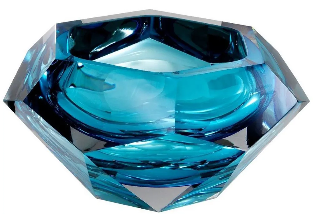 Casa Padrino ciotola di vetro di cristallo di lusso blu 20 x 20 x H. 9,5 cm - Ciotola Esagonale Decorativa - Accessori di Lusso Letzte Chance