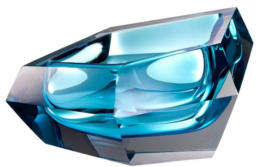 Ausverkauf Casa Padrino ciotola di vetro di cristallo di lusso blu 22 x 14 x H. 10,5 cm - Ciotola di Design Deco - Accessori Decorativi