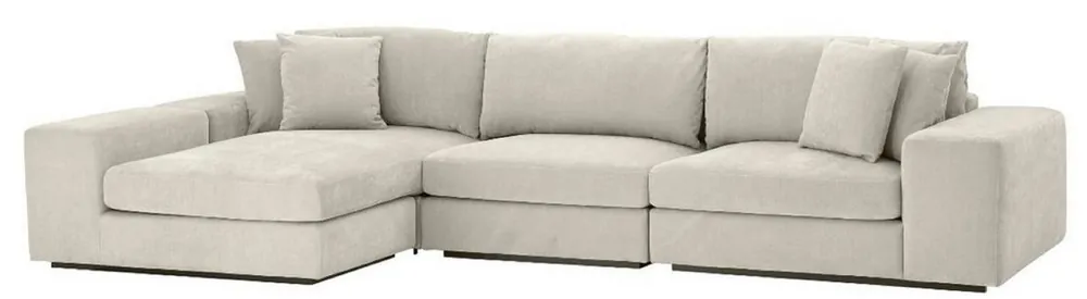 Casa Padrino divano ad angolo di lusso sabbia / nero 380 x 200 x H. 90 cm - Divano del Salotto con Cuscini - Qualità di Lusso Echt