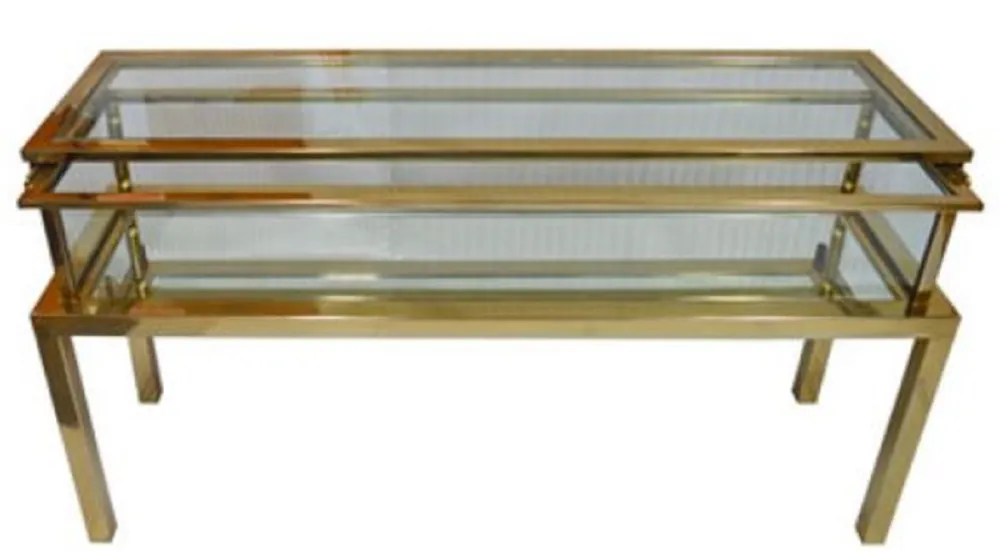 Neuheit Casa Padrino consolle di lusso in acciaio inossidabile oro 139 x 40 x H. 72 cm - Consolle Rettangolare con Piano in Vetro - Mobili da Soggiorno di Lusso