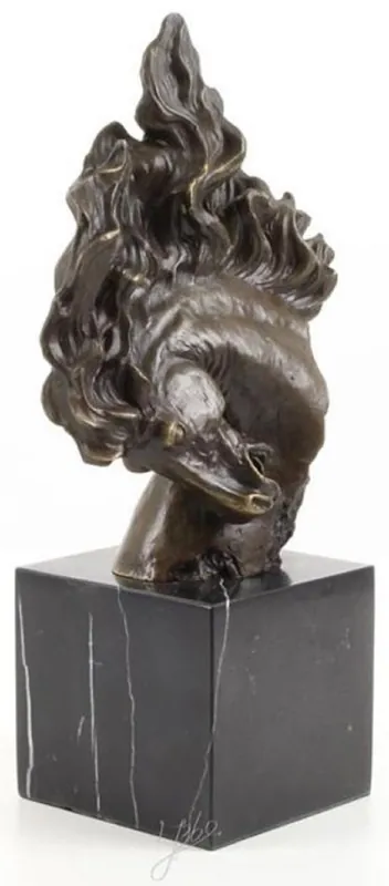 Angebot Casa Padrino figura di bronzo di lusso testa di cavallo bronzo / oro / nero 16,3 x 10,3 x H. 30 cm - Scultura Deco con Base in Marmo