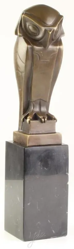 Kracherpreis Casa Padrino Figura in Bronzo Art Déco Gufo Bronzo / Oro / Nero 7,8 x 8,4 x H. 32,7 cm - Scultura Deco con Base in Marmo