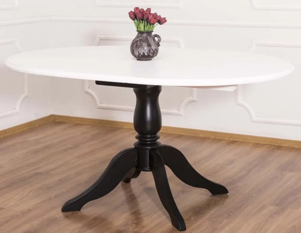 Casa Padrino tavolo da pranzo stile country bianco / nero Ø 120 x A. 78 cm - Tavolo da cucina rotondo allungabile in legno massello - Mobili per Sala da Pranzo Stile Country Top-Preis