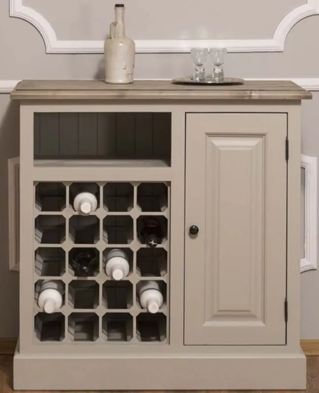 Casa Padrino armadio per il vino in stile country con porta beige / naturale 90 x 41 x H. 90 cm - Mobili in Stile Country Finale Aktion